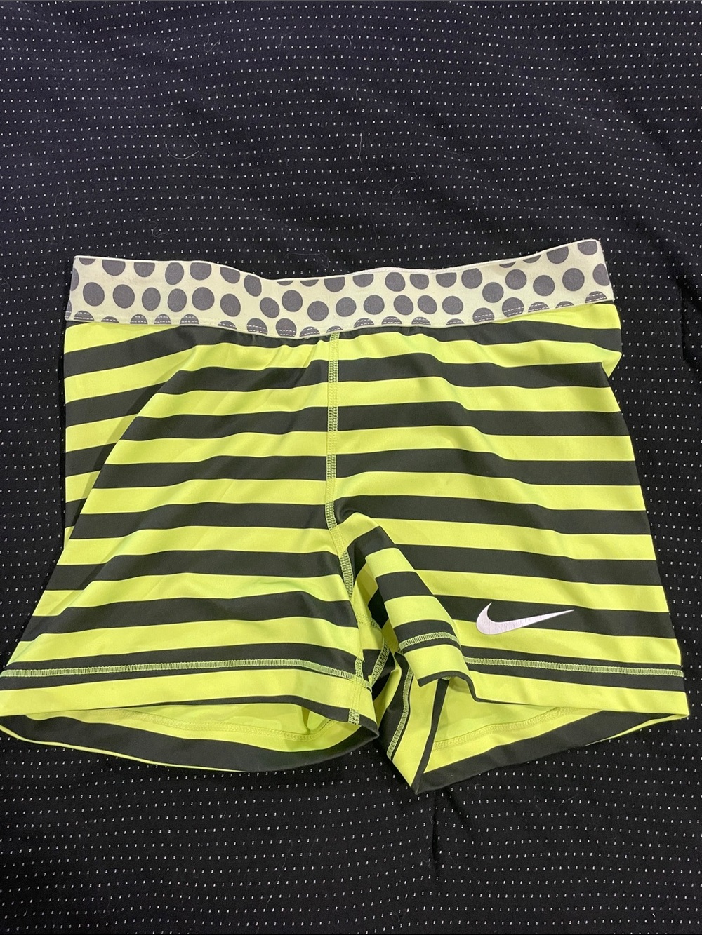 Nike Women’s Neon Yellow & Black Striped shorts